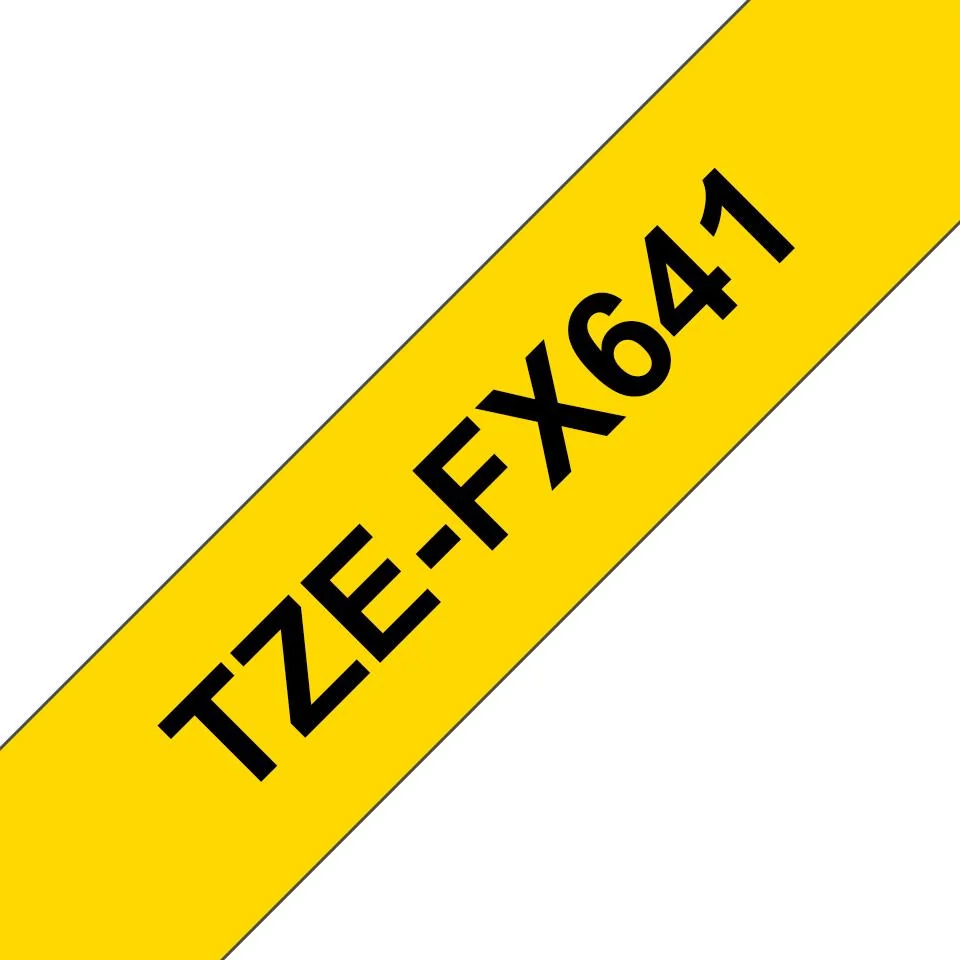 Fita de etiquetas laminada flexível 18 mm x 8 m preto sobre amarelo Brother TZE-FX641 - Imagem 1