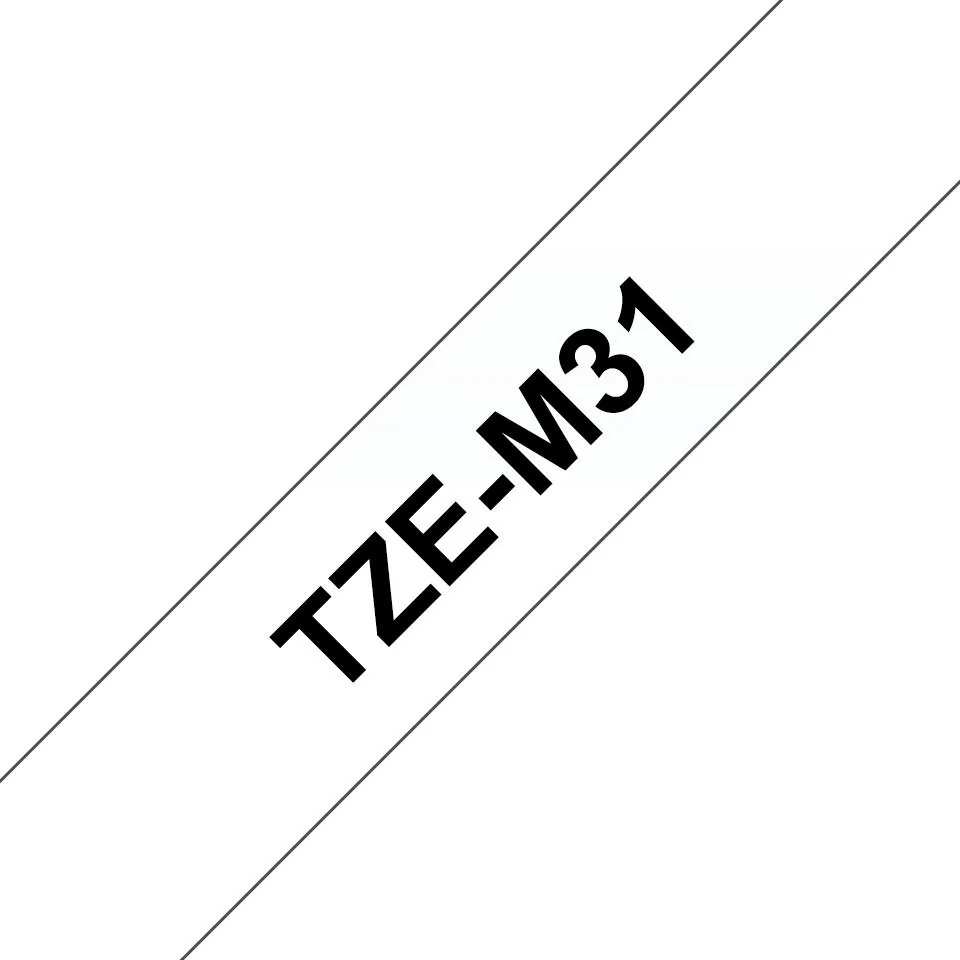 Fita para etiquetadora Brother TZe-M31 12mm Preto sobre Transparente Mate