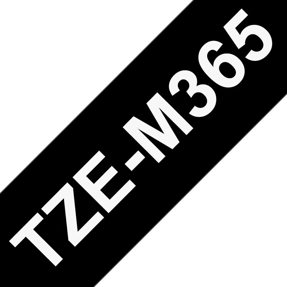 Fita laminada mate Brother TZE-M365 36mm branco sobre preto 8m P-touch