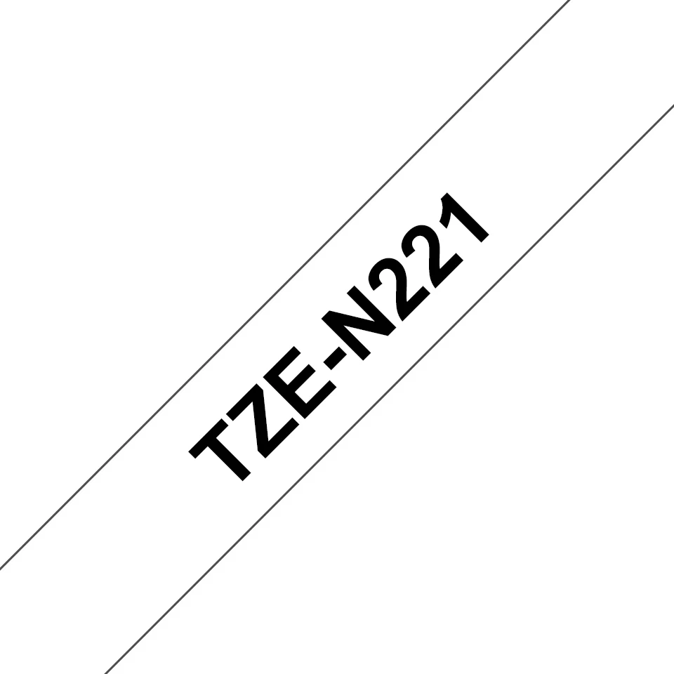 Fita de etiquetas Brother TZe-N221 9mm x 8m preto sobre branco não laminada - Imagem 1