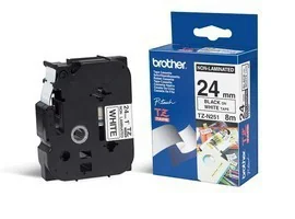 Fita de etiquetas não laminada 24 mm x 8 m preto sobre branco Brother TZE-N251