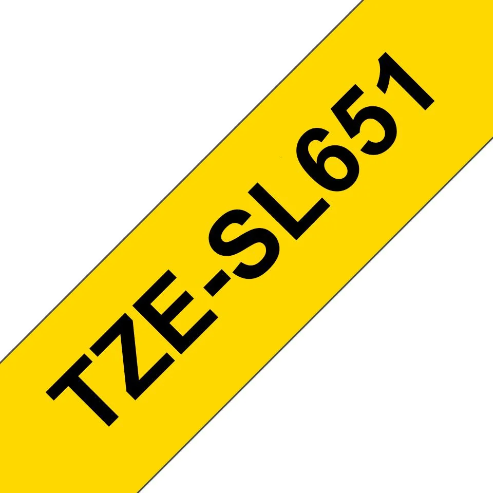Fita rotuladora Brother TZE-SL651 autolaminada preto sobre amarelo 24mm x 8m - Imagem 1