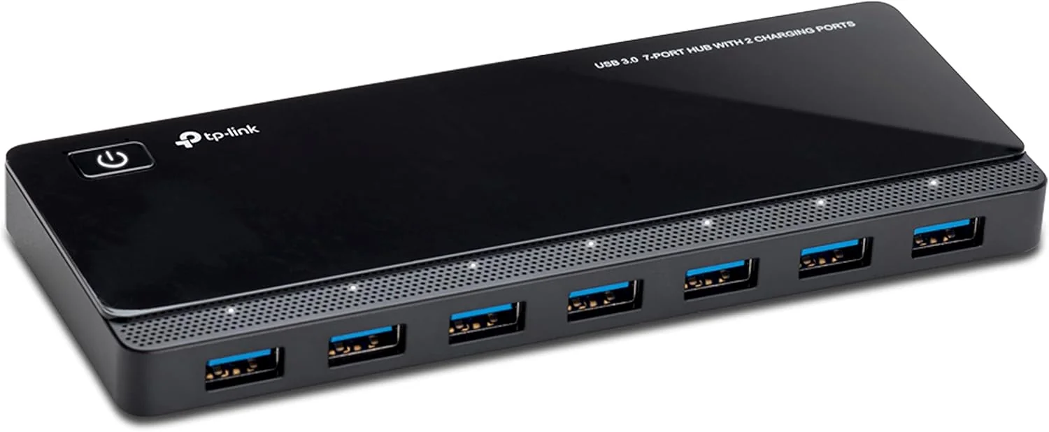Hub USB TP-Link 7 Portas USB 3.0 + 2 Portas de Carregamento 2.4A com Adaptador 12V/4A Preto