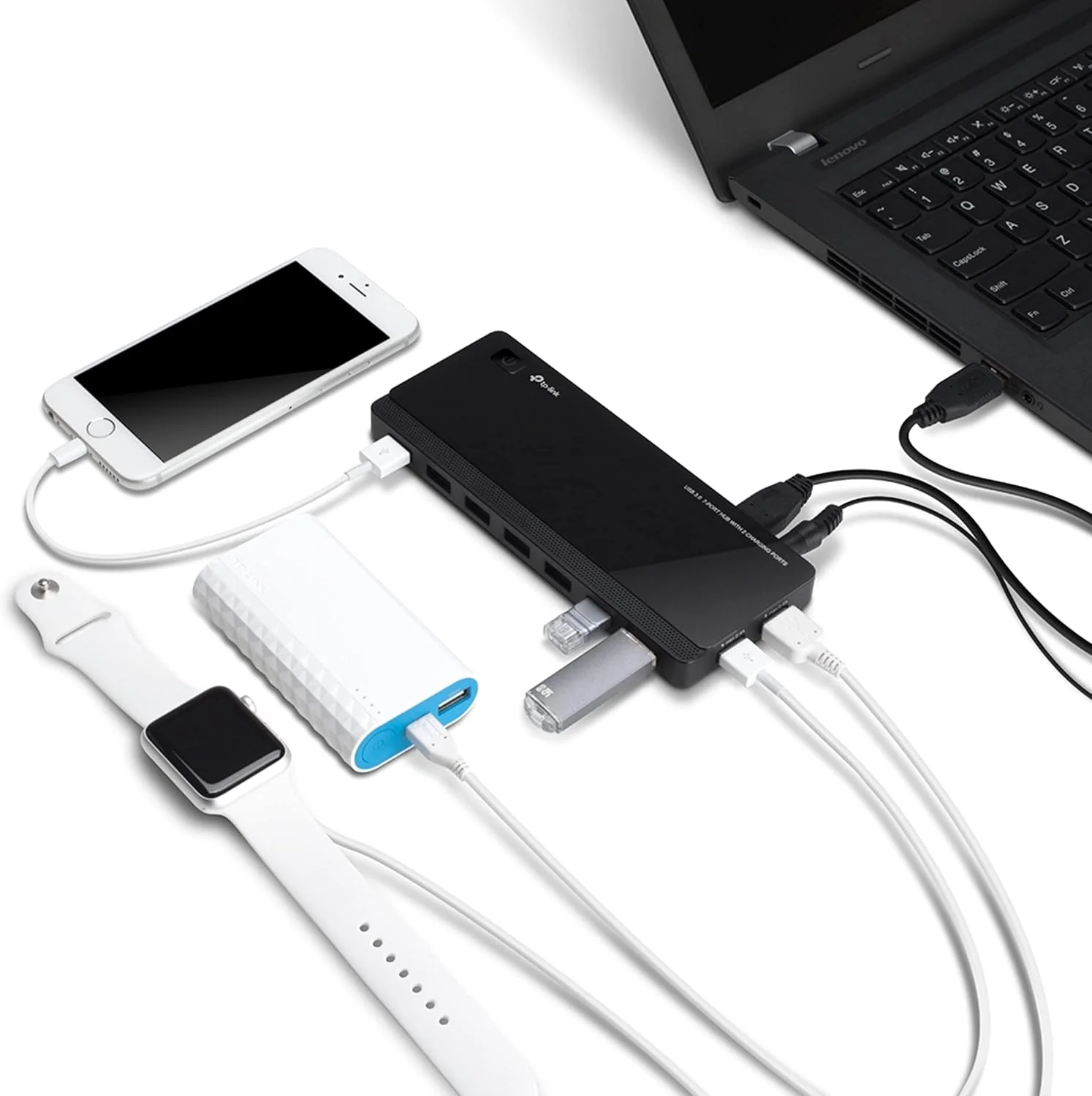 Hub USB TP-Link 7 Portas USB 3.0 + 2 Portas de Carregamento 2.4A com Adaptador 12V/4A Preto - Imagem 4