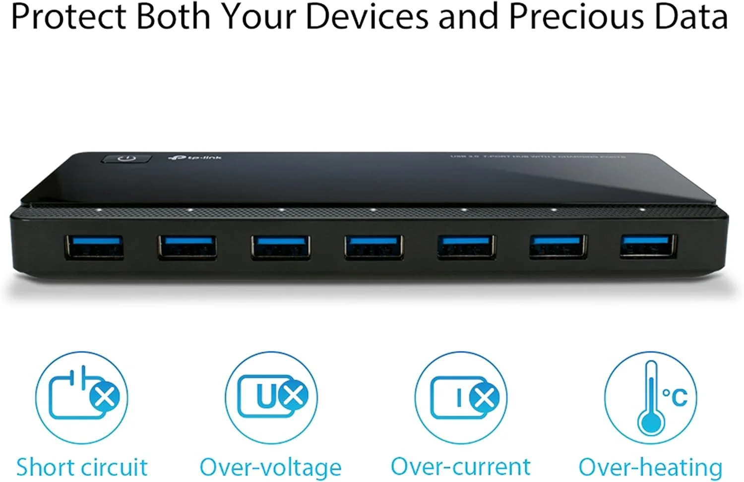 Hub USB TP-Link 7 Portas USB 3.0 + 2 Portas de Carregamento 2.4A com Adaptador 12V/4A Preto - Imagem 3