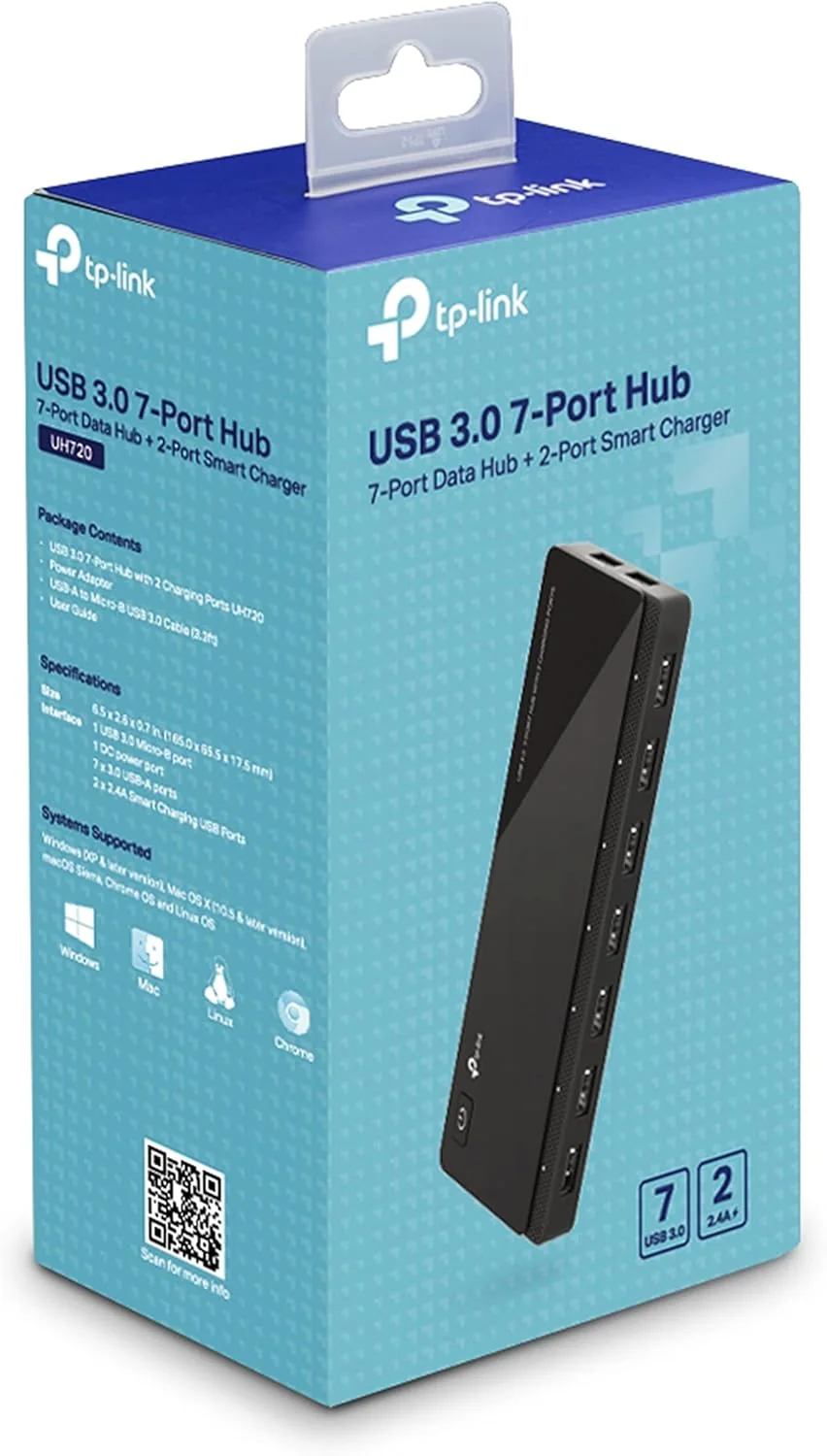 Hub USB TP-Link 7 Portas USB 3.0 + 2 Portas de Carregamento 2.4A com Adaptador 12V/4A Preto - Imagem 5