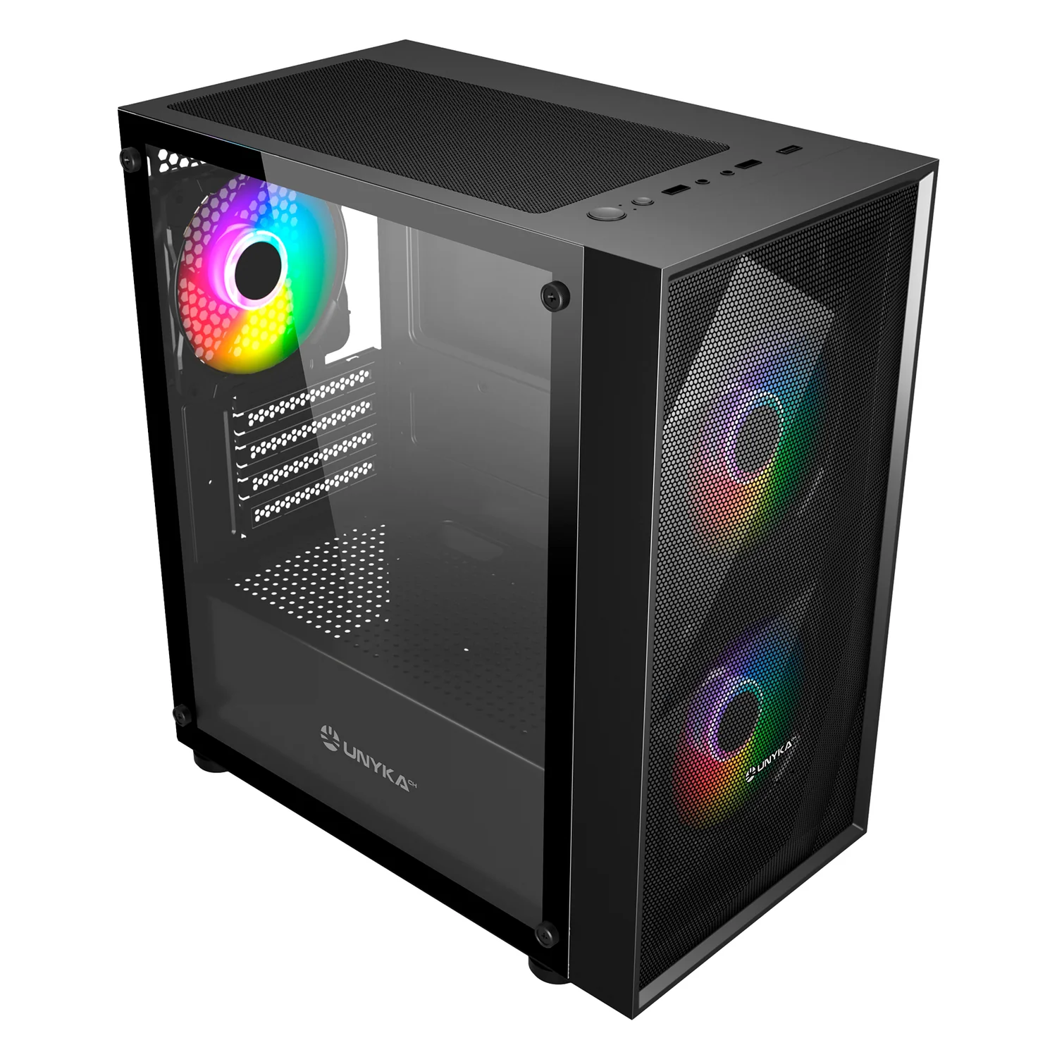Caixa gaming mATX UNYKAch Mir B200 Preto 2x 14CM + 1x 12CM ARGB - Imagem 2