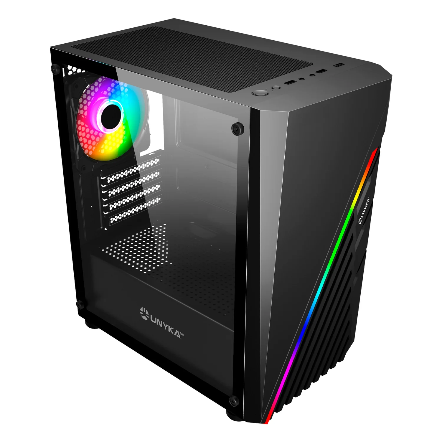 Caixa gaming mATX UNYKAch Glayze Mini vidro temperado RGB preta - Imagem 6