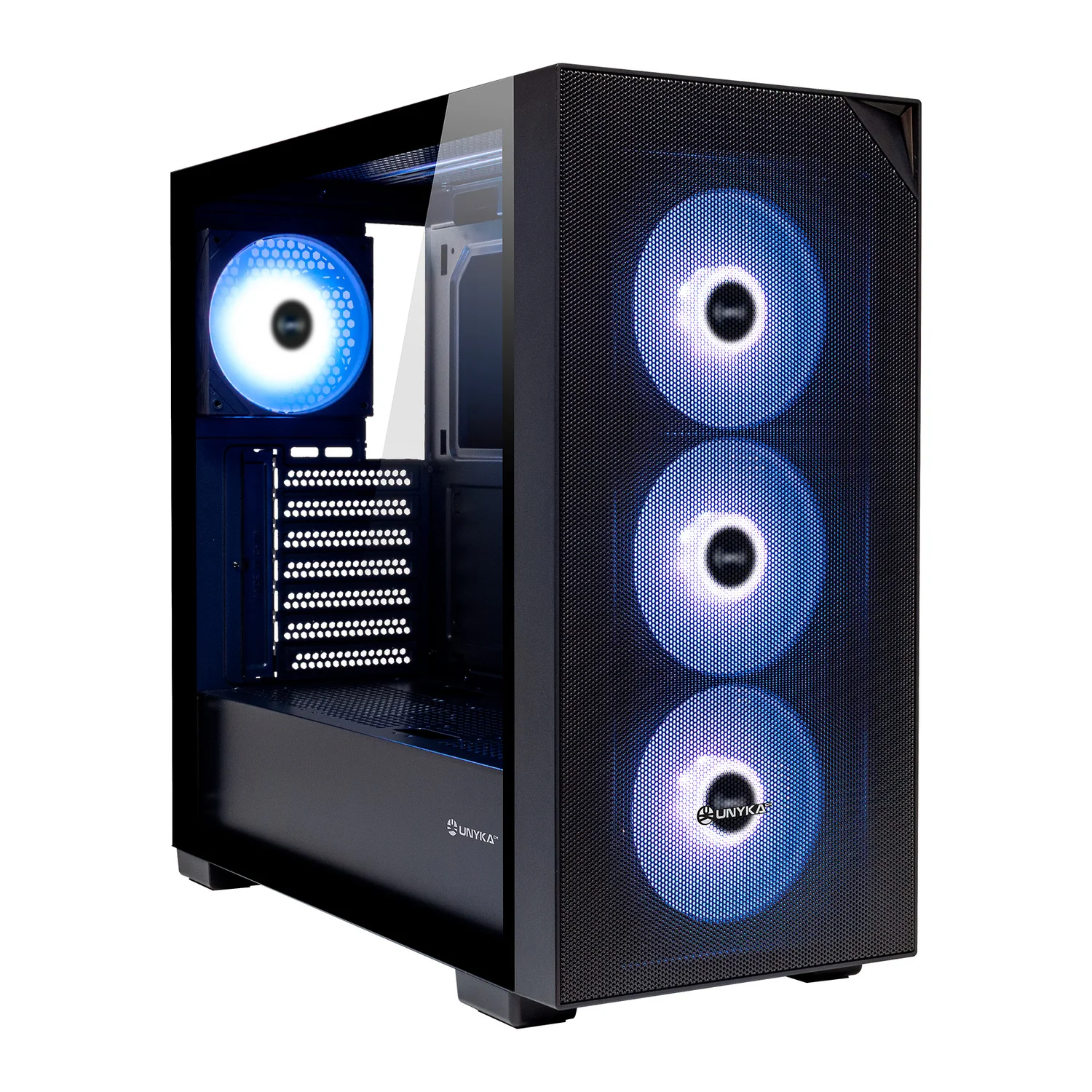 Caixa gaming ATX UNYKAch Revelat Mesh midi tower USB-C vidro RGB preta
