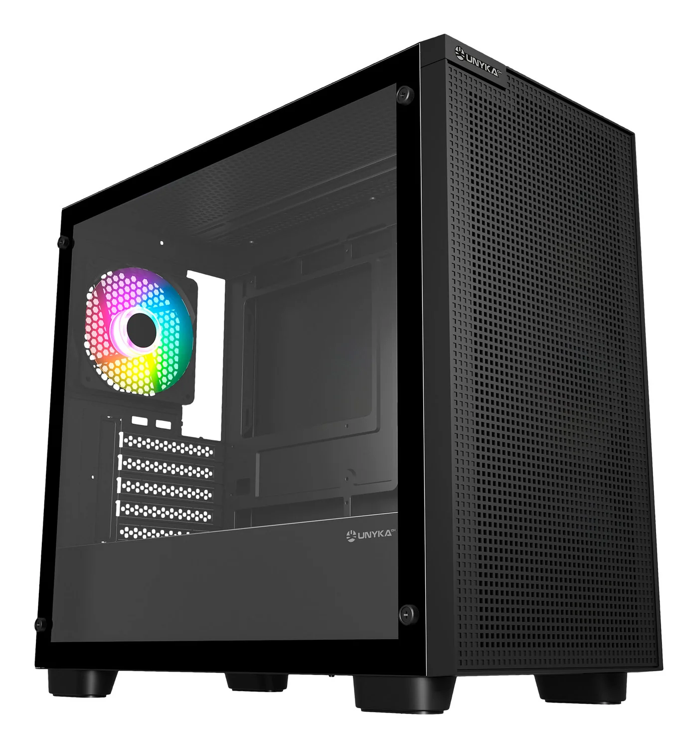 Caixa PC UNYKAch Revelat Mesh Edge Micro ATX Gaming Preta Vidro Temperado RGB - Imagem 1