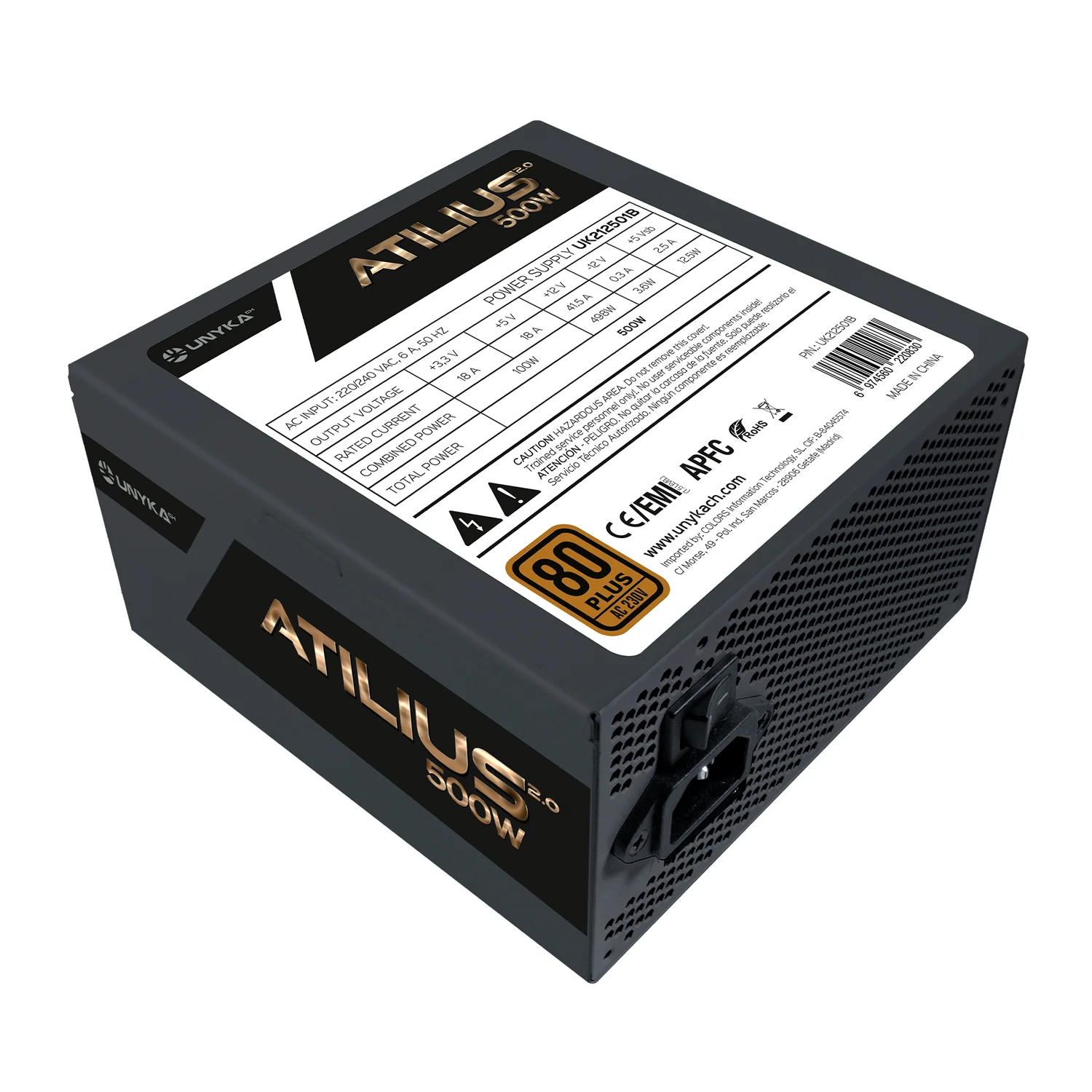 Fonte de Alimentação UNYKAch Atilius 2.0 500W Gaming 80 Plus Bronze Preto AC 230V - Imagem 2
