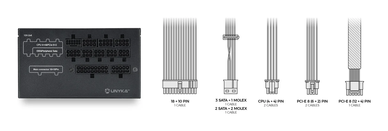Fonte de alimentação UNYKAch Atilius 3.1 750W ATX 80 PLUS Gold preta - Imagem 5