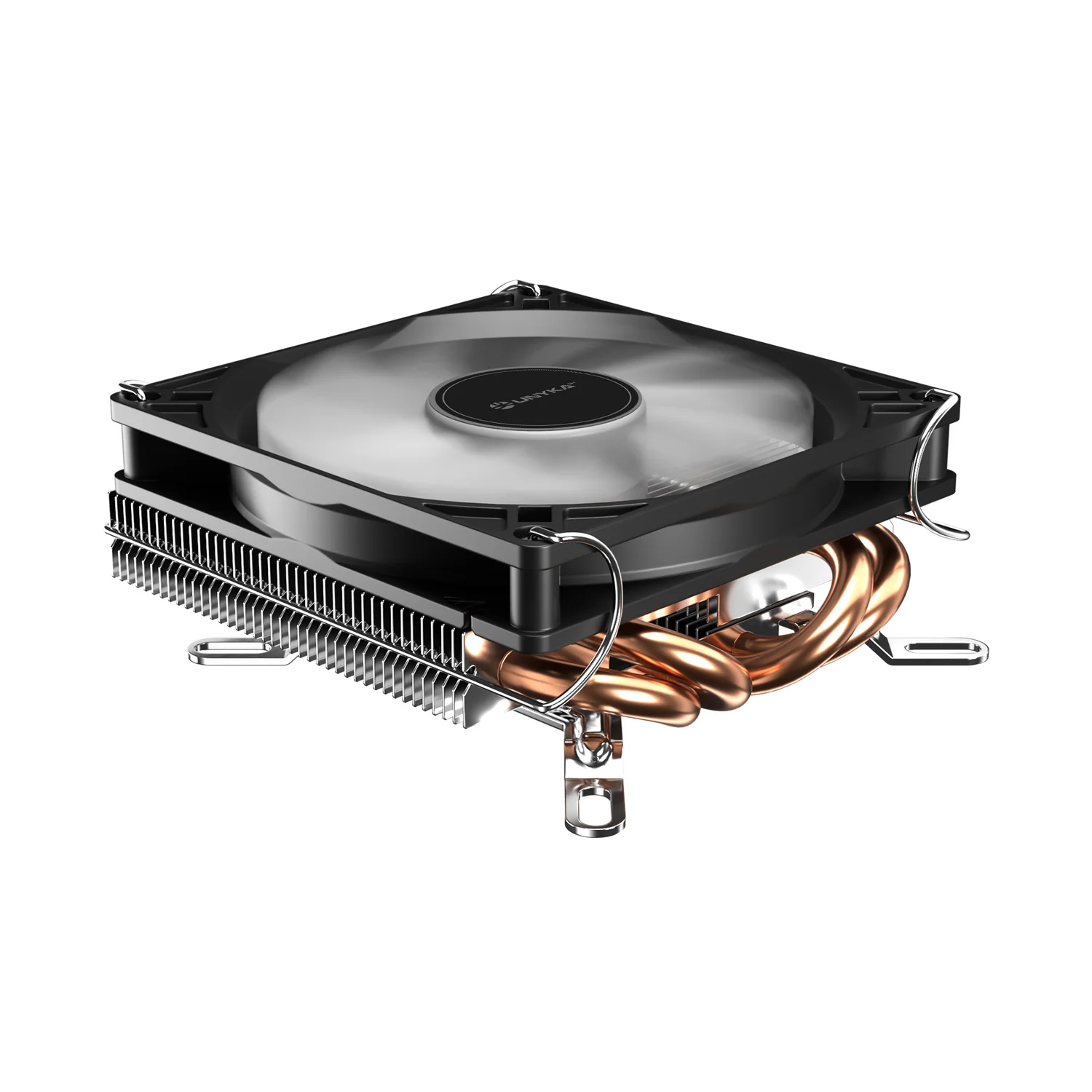 Cooler CPU UNYKAch UNYCOOL H37 Perfil Baixo 92mm TDP 130W 4 Heatpipes PWM Preto e Branco