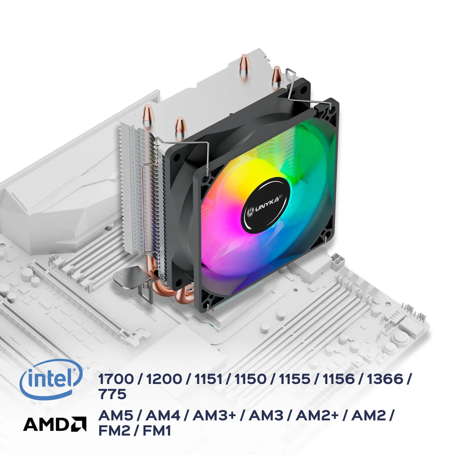 Cooler de ar para CPU UNYKAch UNYCOOL H20 ARGB 90mm cinzento - Imagem 6