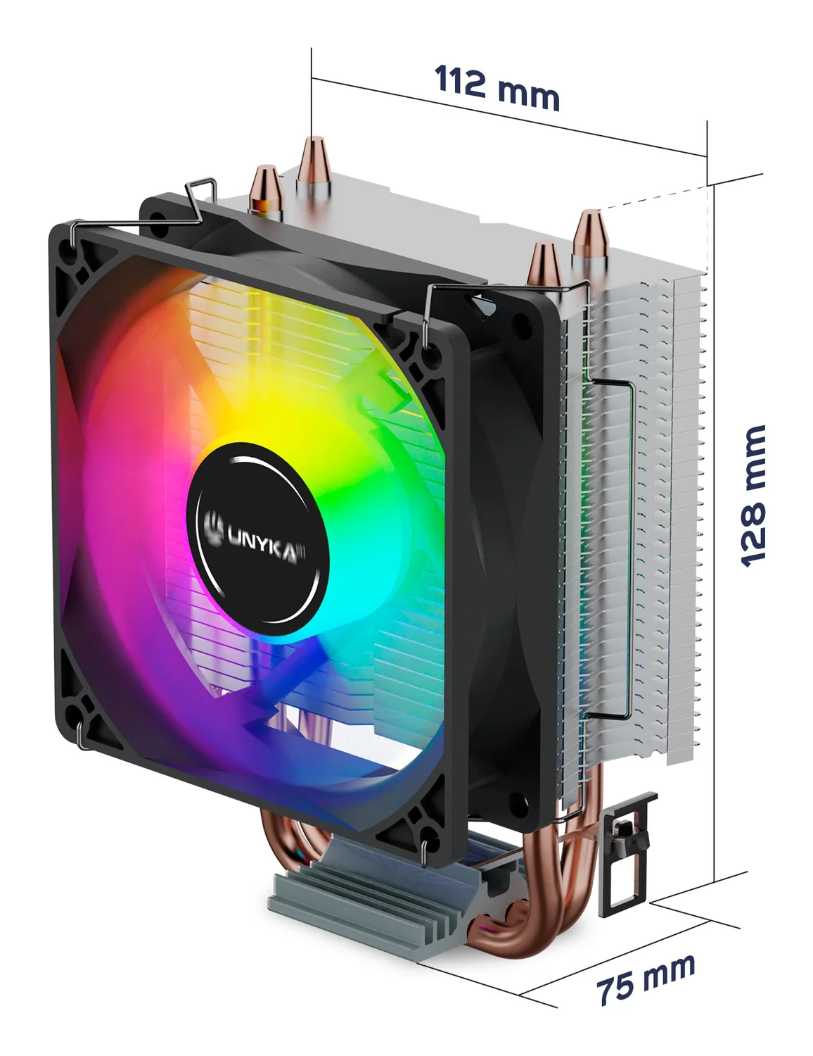 Cooler de ar para CPU UNYKAch UNYCOOL H20 ARGB 90mm cinzento - Imagem 4