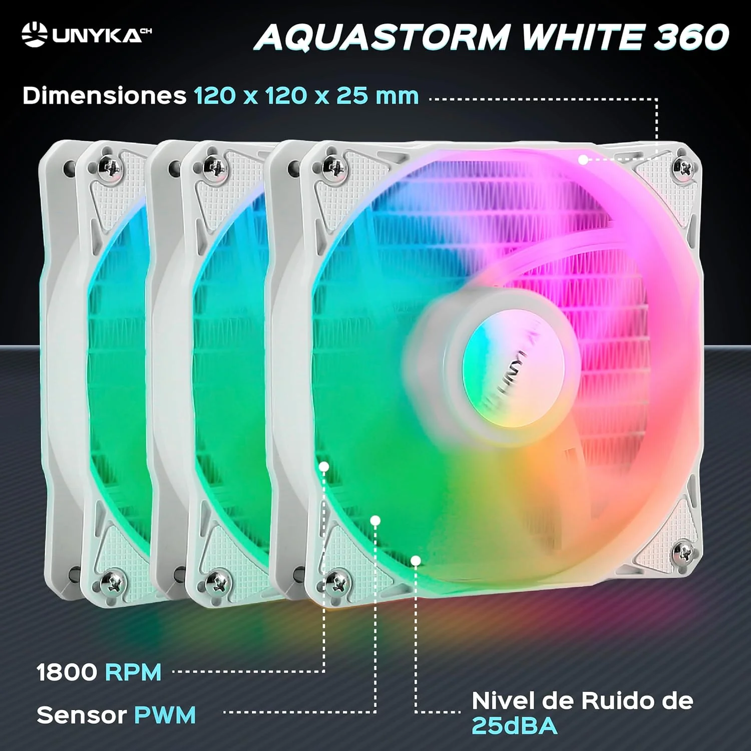 Watercooler UNYKAch AQUASTORM 360 Kit de Refrigeração Líquida para Processador Branco - Imagem 3