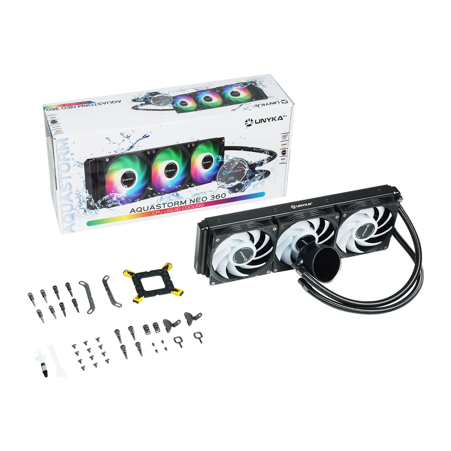 Watercooling para CPU UNYKAch AquaStorm NEO 360 AIO LED preto - Imagem 11