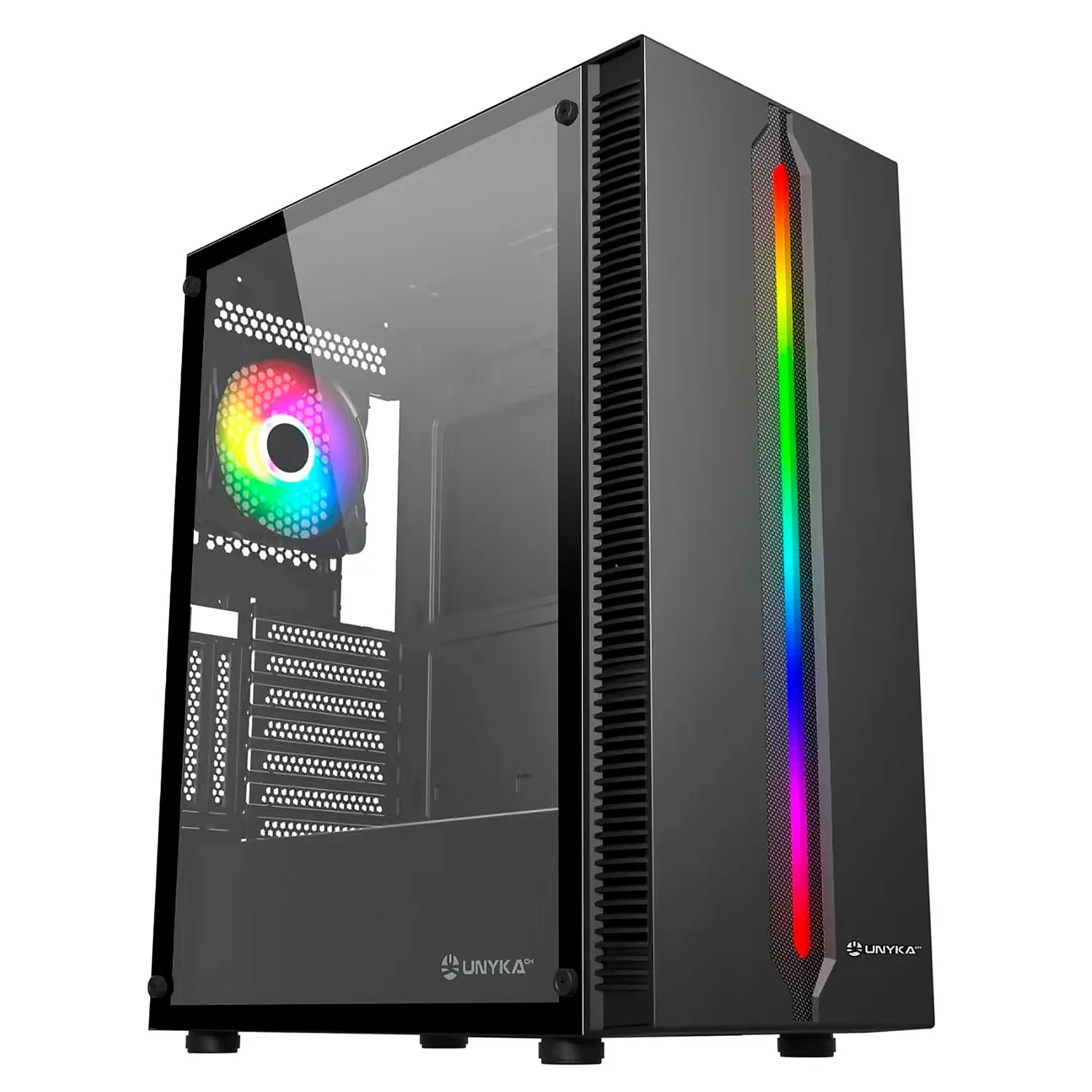 Caixa PC UNYKAch ARMOR Lumina 205B ATX Gaming Vidro Temperado 1 Ventoinha 120mm RGB Preto