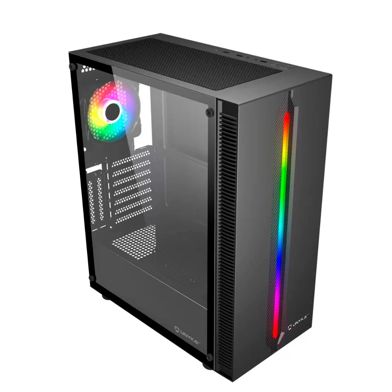 Caixa PC UNYKAch ARMOR Lumina 205B ATX Gaming Vidro Temperado 1 Ventoinha 120mm RGB Preto - Imagem 3