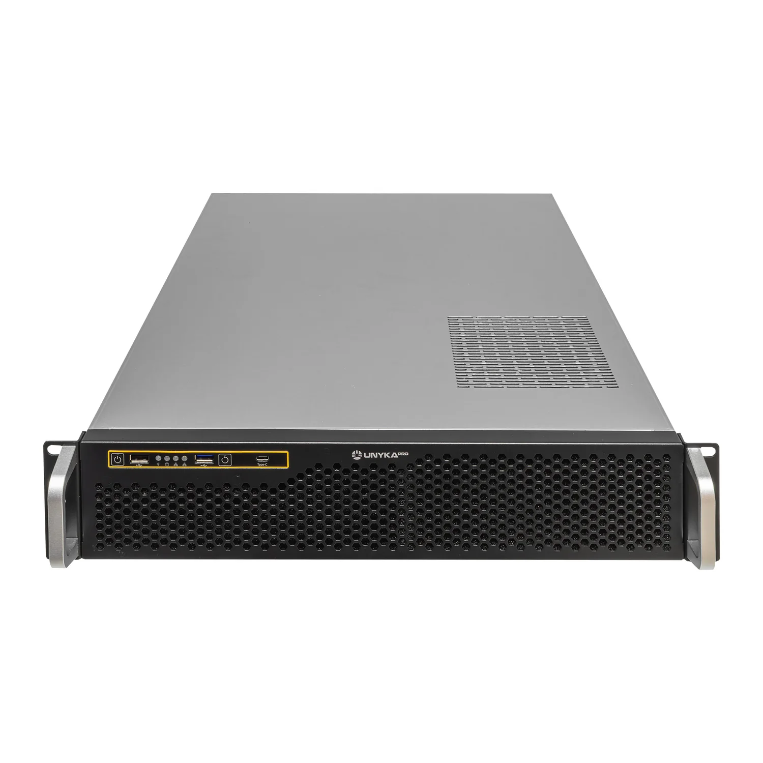 Caixa Rack UNYKAch UK-2130 19" 2U ATX 6x 3.5" 2x 2.5" USB-C Fundo 635mm Prateado e Preto - Imagem 2