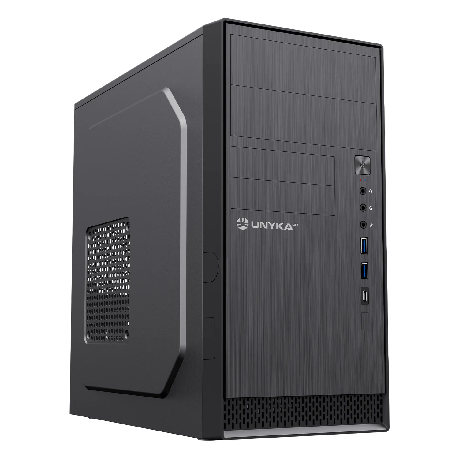Caixa Micro ATX UNYKAch AERO C12 V2 preta USB 3.0 USB-C sem fonte - Imagem 3