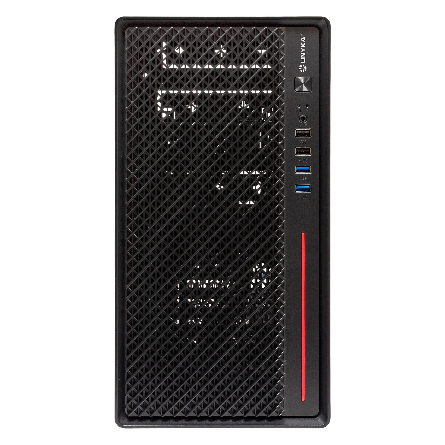 Caixa para PC UNYKAch Numen 300 Pro Type C Micro Tower USB 3.2 Preto e Vermelho - Imagem 3