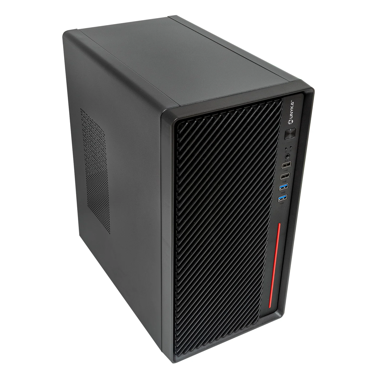 Caixa para PC UNYKAch Numen 300 Pro Type C Micro Tower USB 3.2 Preto e Vermelho - Imagem 2