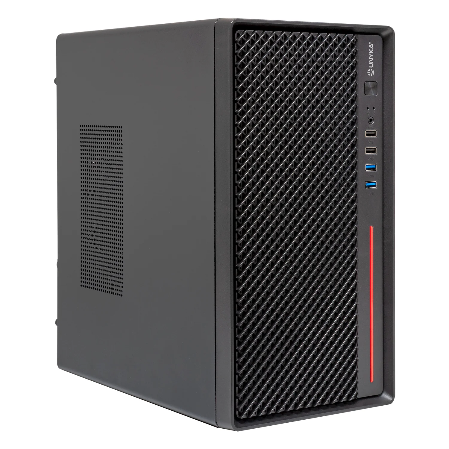 Caixa para PC UNYKAch Numen 300 Pro Type C Micro Tower USB 3.2 Preto e Vermelho