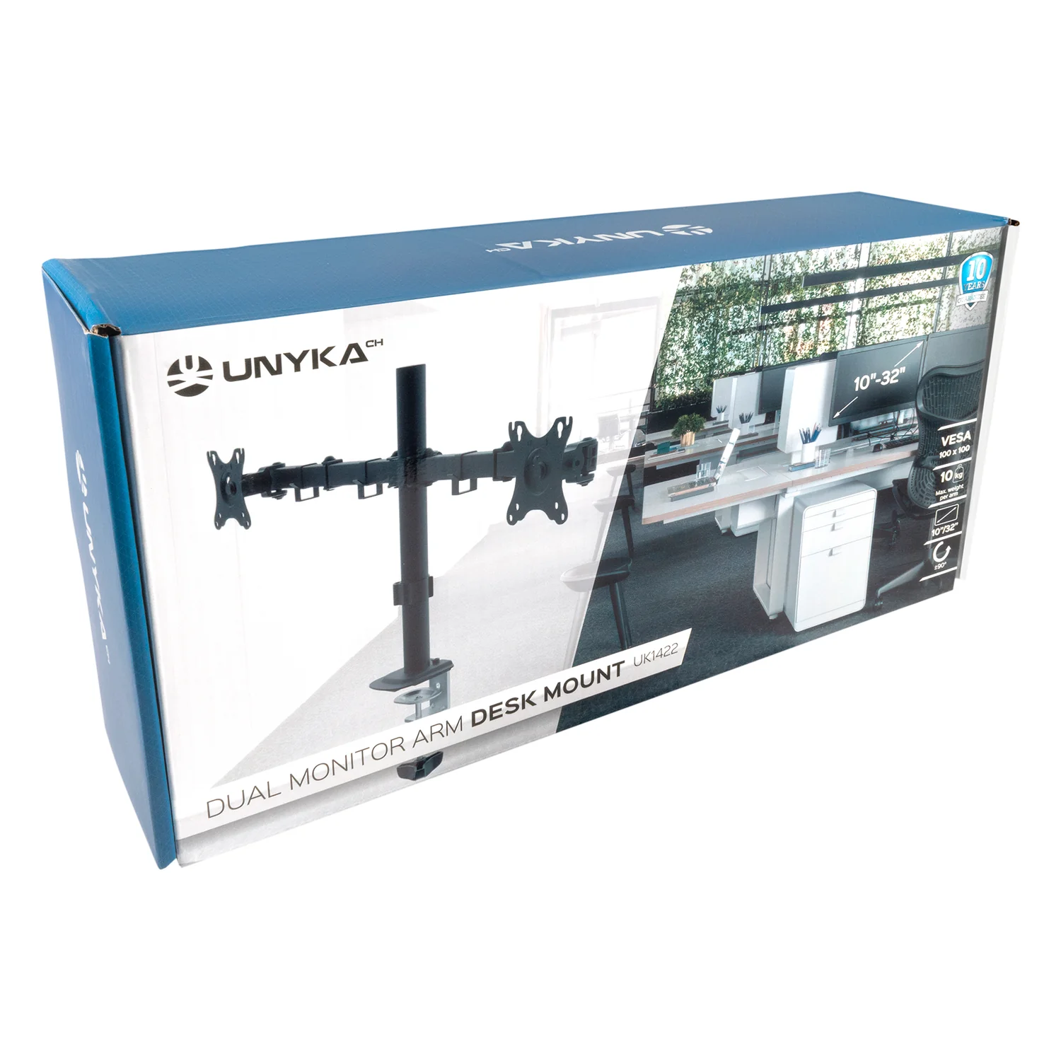 Suporte de Monitor Duplo UNYKAch UK1422 para Ecrãs de 13" a 32" VESA 75/100 até 10kg Preto - Imagem 4