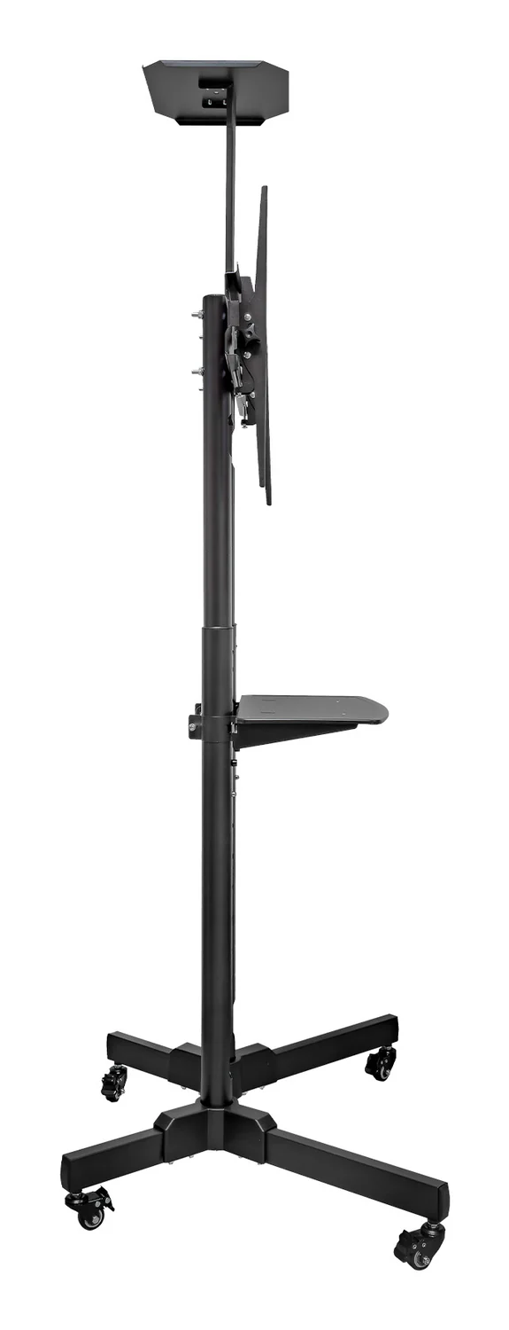 Suporte de Chão UNYKAch UK501 para TV/Monitor 32" a 75" até 45kg Móvel com Rodas e Tabuleiros Preto - Imagem 3