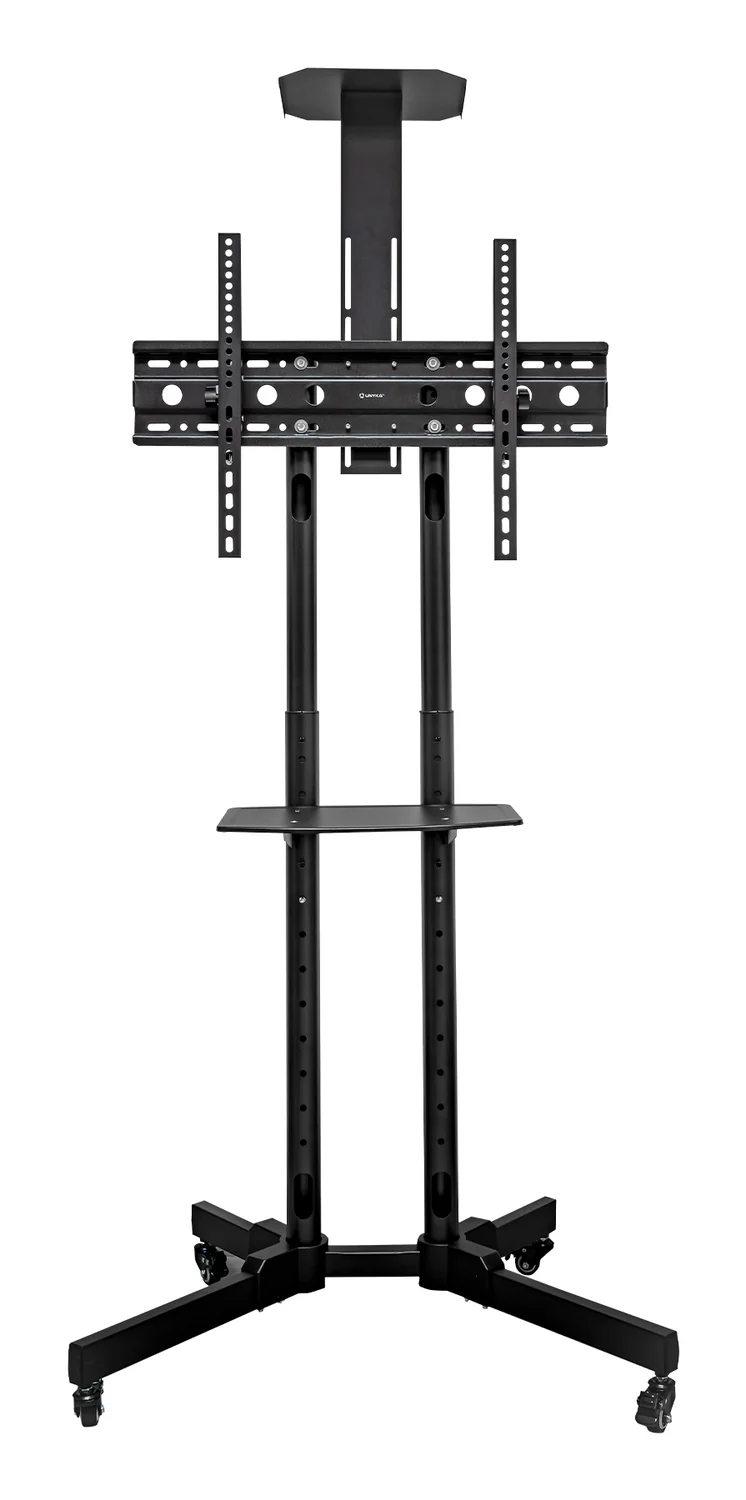 Suporte de Chão UNYKAch UK501 para TV/Monitor 32" a 75" até 45kg Móvel com Rodas e Tabuleiros Preto - Imagem 1