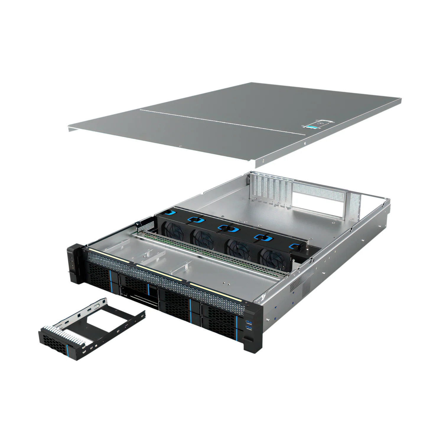 Caixa de servidor UNYKAch HSW4208 G3 Rack 2U com 8 baías Hot Swap e fonte redundante - Imagem 4