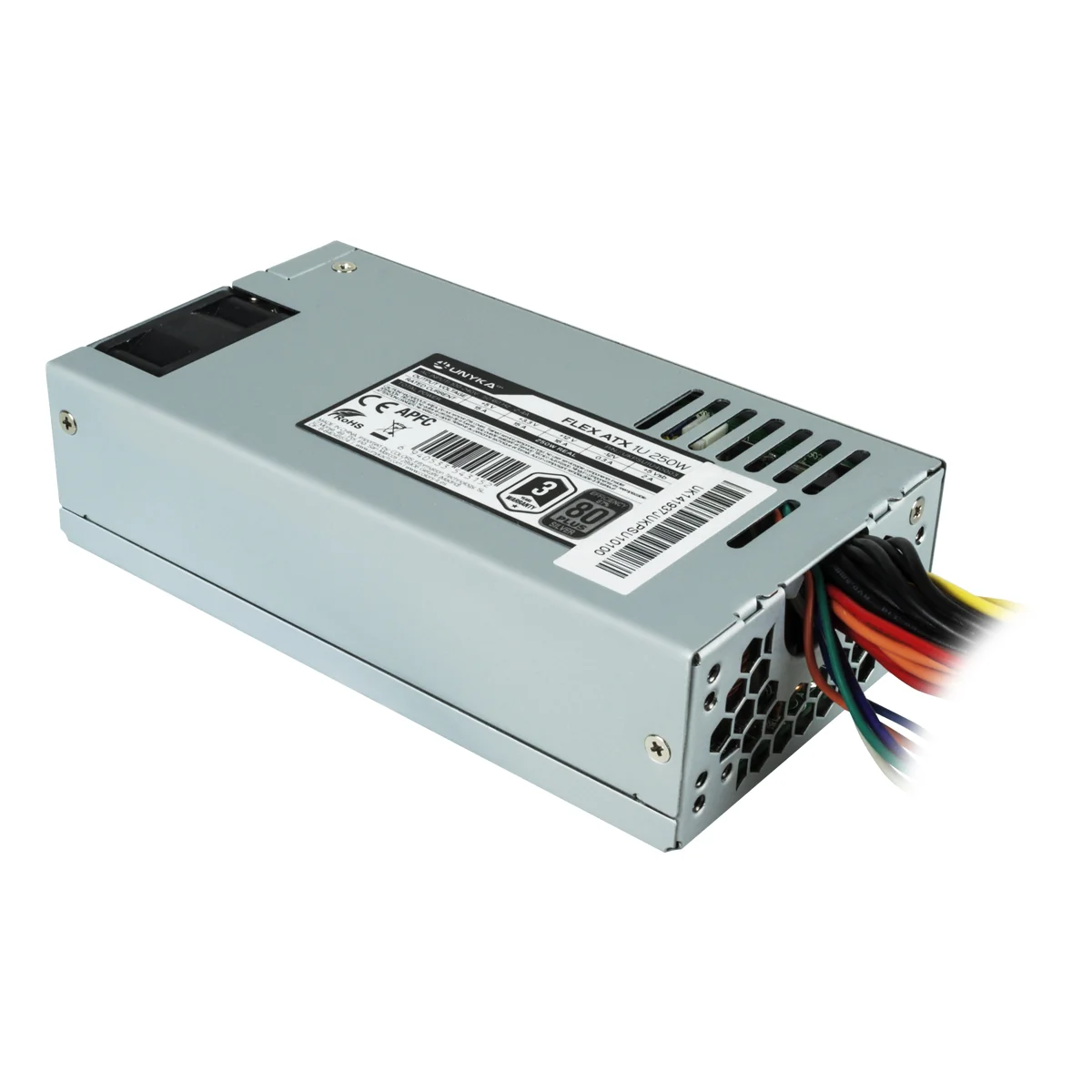 Fonte de Alimentação UNYKAch 1U FLEX Standard 250W 87% Eficiência PFC Ativo Prateado - Imagem 4