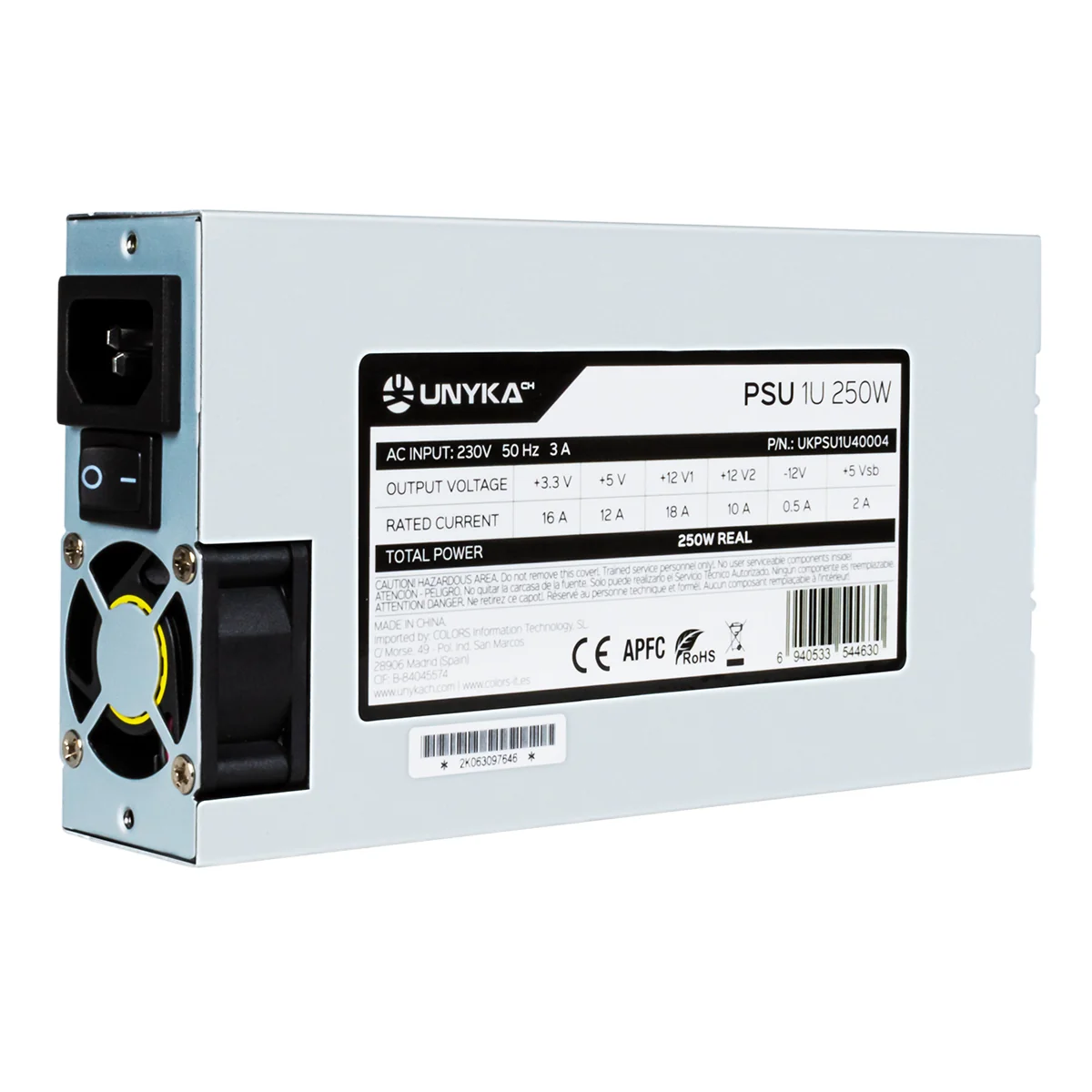 Fonte de alimentação UNYKAch UKPSU1U40004 Flex ATX 250W APFC para rack 1U - Imagem 3