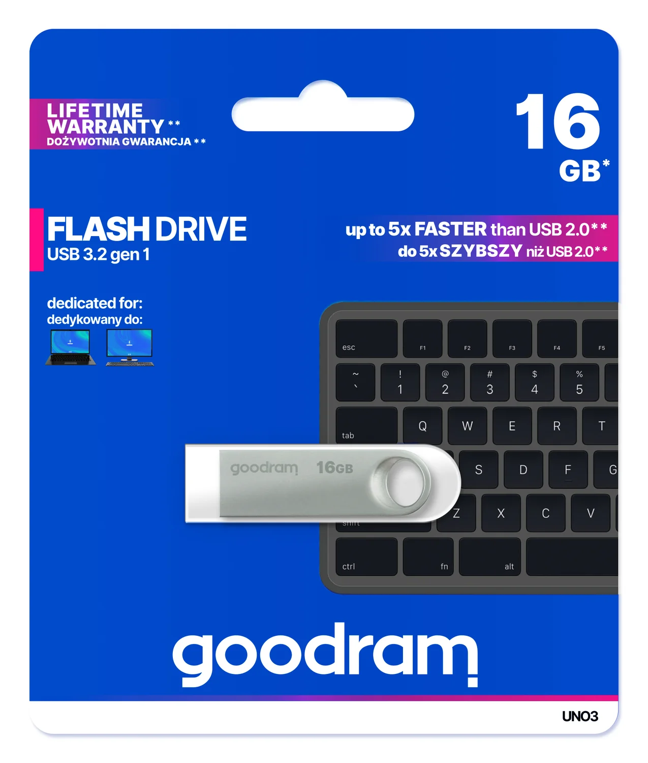 Pen USB Goodram UNO3 16 GB USB 3.2 Gen 1 Prateada Sem Tampa Metal - Imagem 3