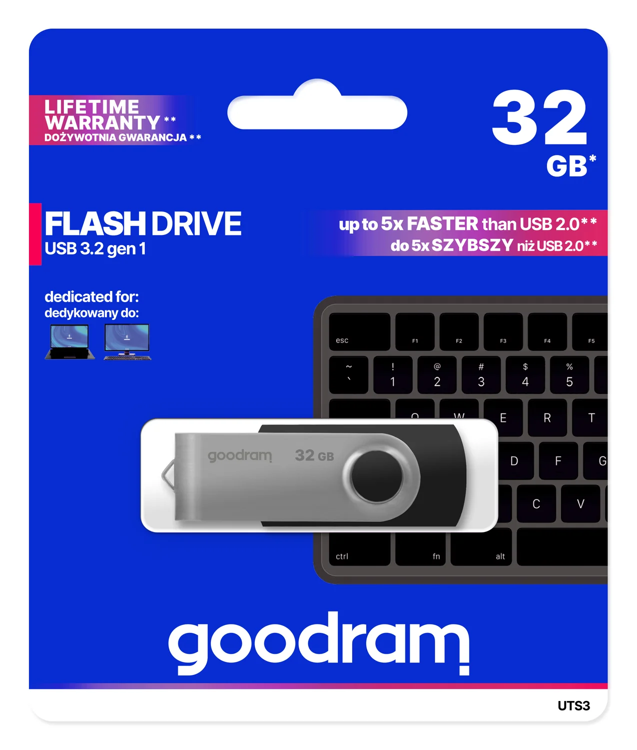 Pen USB Goodram UTS3 32 GB USB 3.2 Gen 1 Type-A em preto - Imagem 4