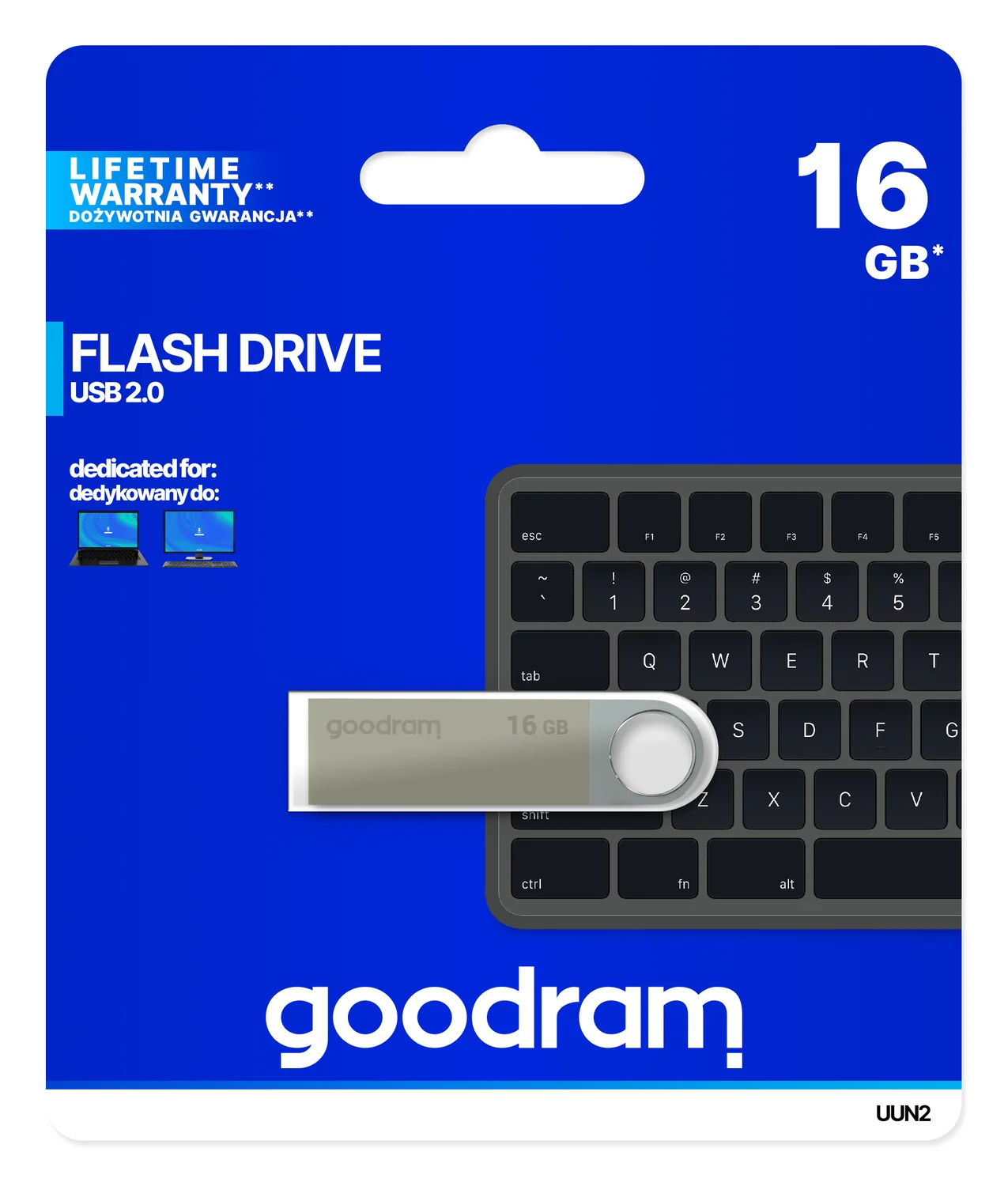Pen USB Goodram UUN2 16 GB USB 2.0 Type-A em prateado metálico - Imagem 3