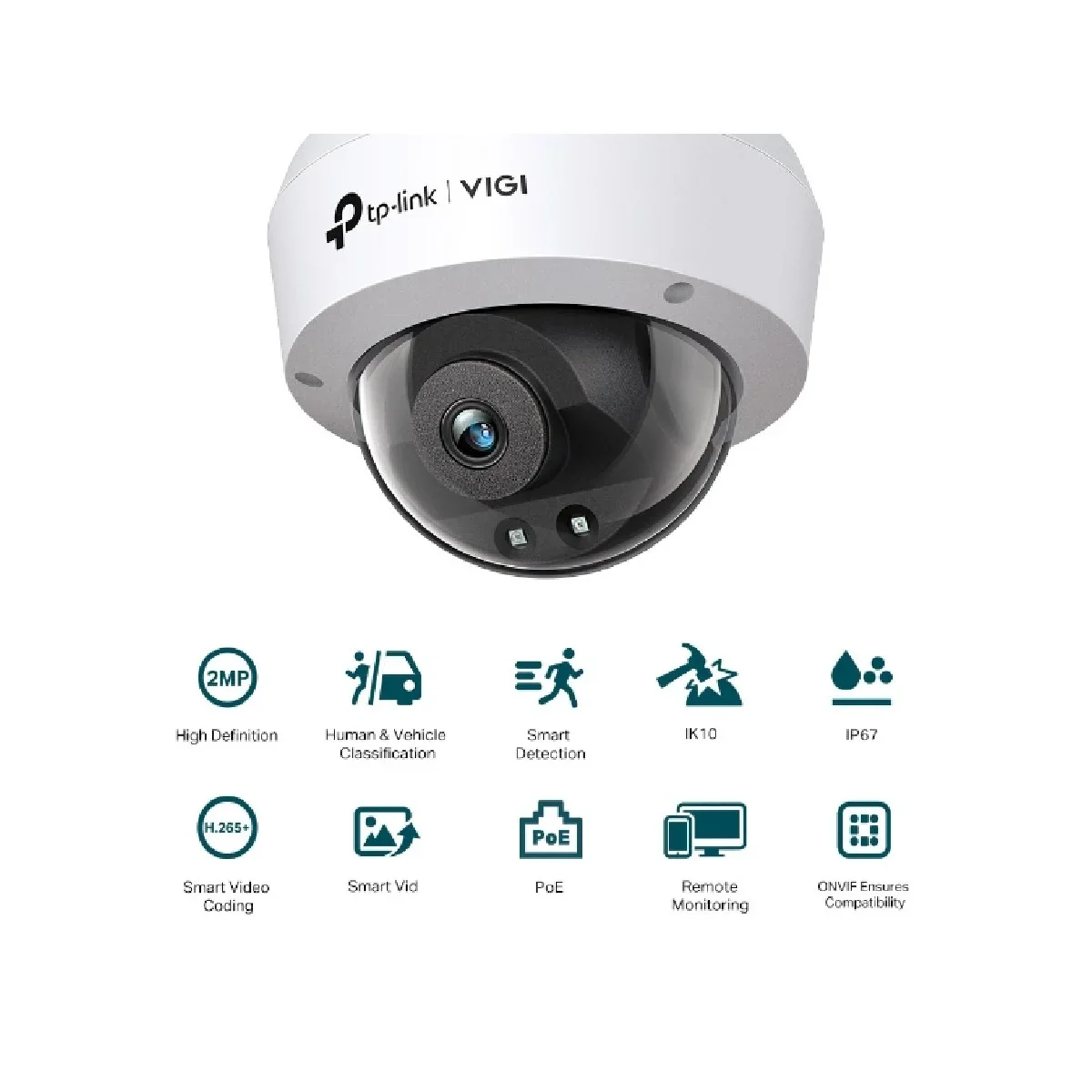 Câmara de vigilância IP TP-Link VIGI C220I 2MP Dome IR rede exterior - Imagem 2