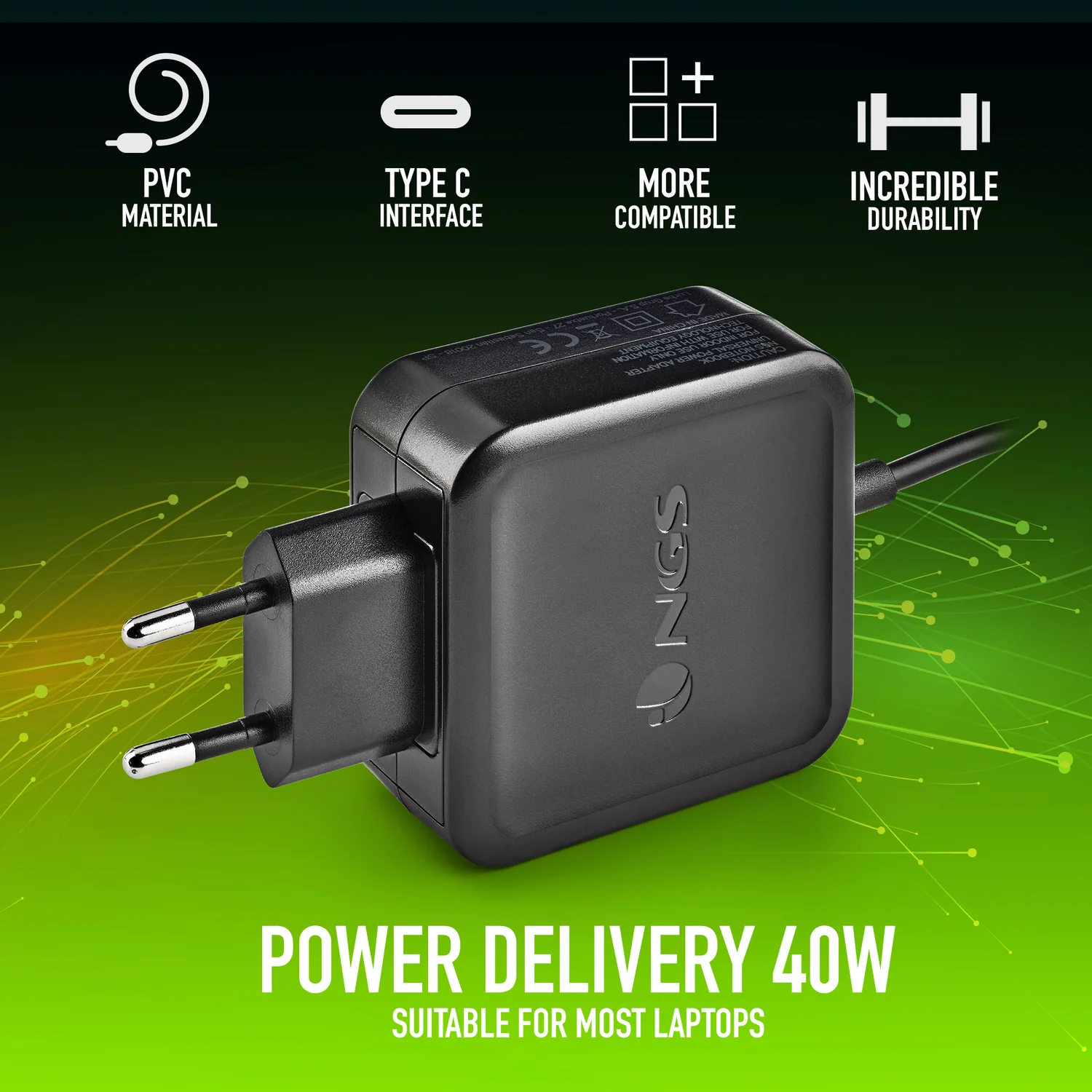Carregador parede portátil NGS W-45W USB Type-C 45W universal - Preto - Imagem 7