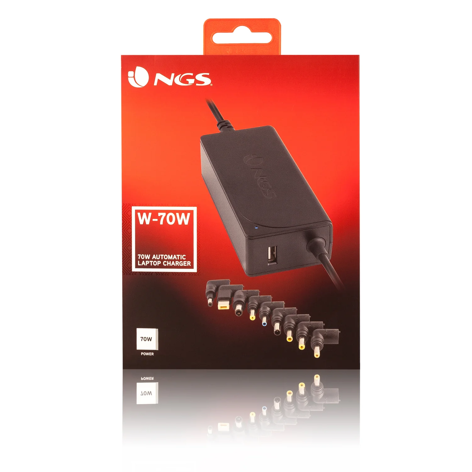 Carregador Universal para Portátil NGS W-70W 70W 9 Conectores USB Automático Preto - Imagem 2