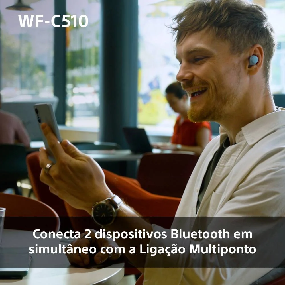 Auriculares True Wireless Sony WF-C510 Amarelo Bluetooth DSEE Multipoint Leves Compactos - Imagem 6