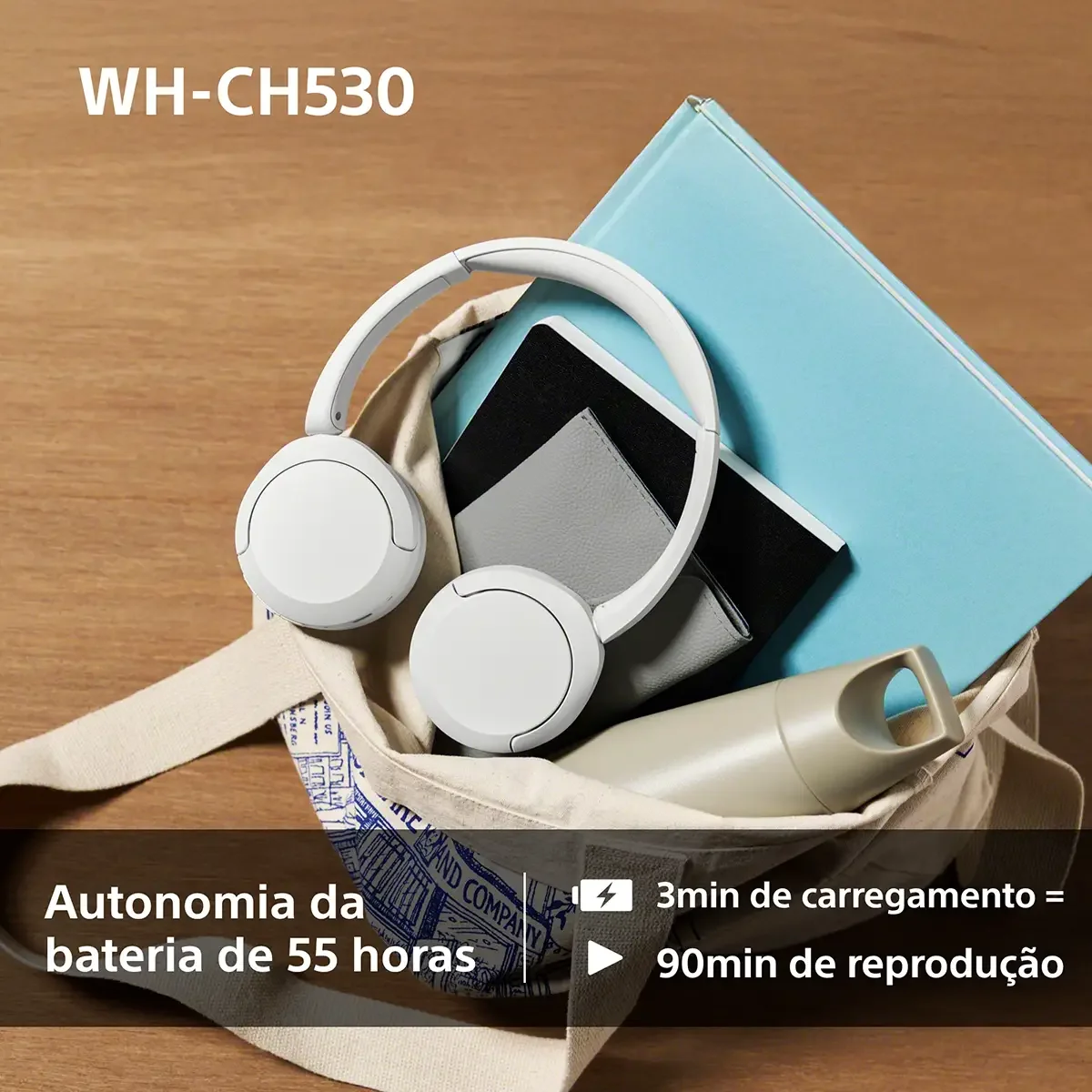 Auscultadores Bluetooth Sony WH-CH530B Autonomia até 55h DSEE Redução Ruído IA Ligação Multiponto Preto - Imagem 5