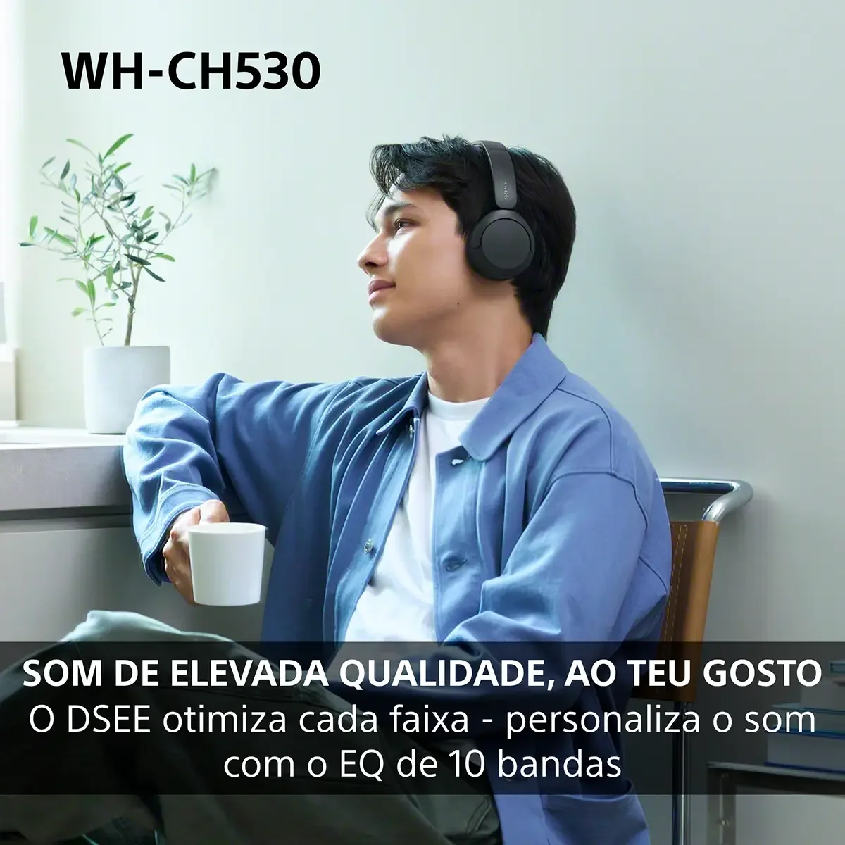 Auscultadores Sony WH-CH530G Bluetooth Headband Autonomia 55h DSEE Ligação Multiponto Verde - Imagem 3