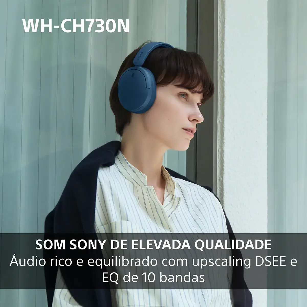 Auscultadores Bluetooth Sony WH-CH730NC Noise Cancelling 50h Autonomia DSEE Ligação Multiponto Bege - Imagem 4