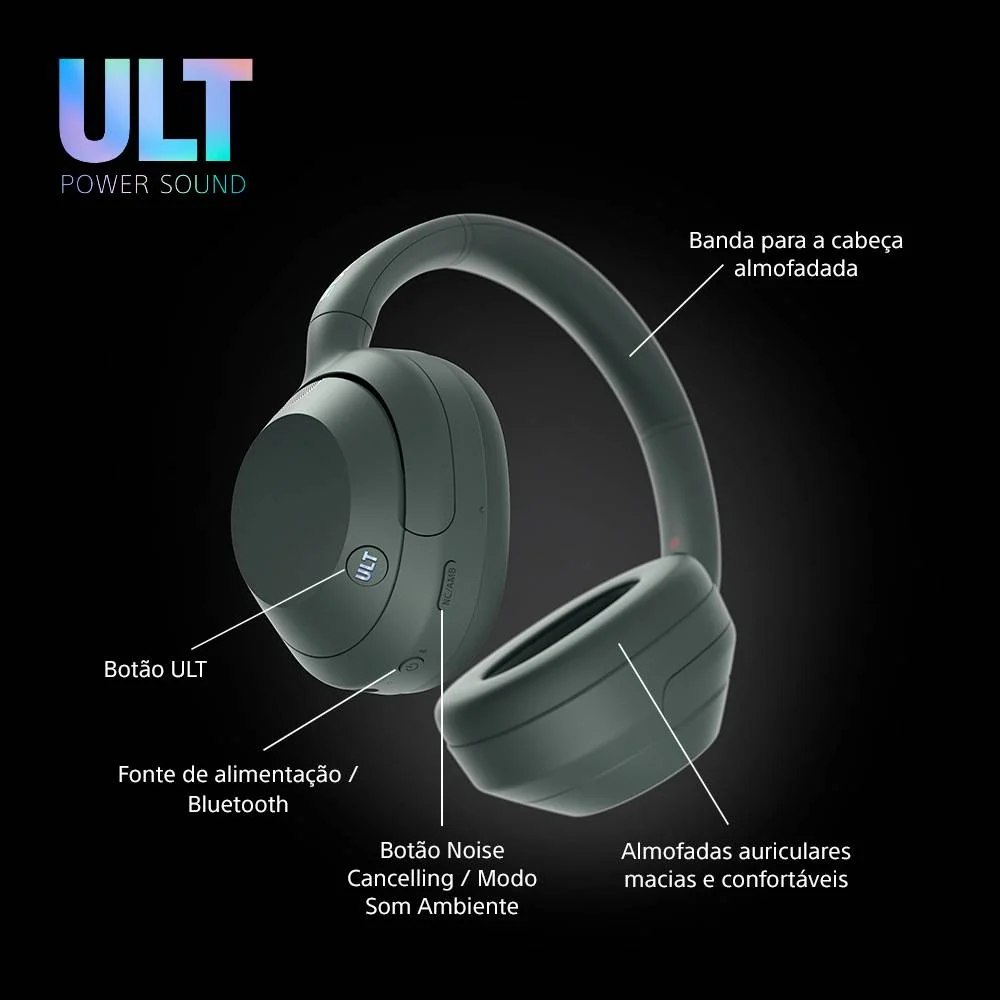 Auscultadores Sony WH-ULT900N ULT Wear Bluetooth Noise Cancelling 30h Multipoint Bass Boost Cinza - Imagem 9