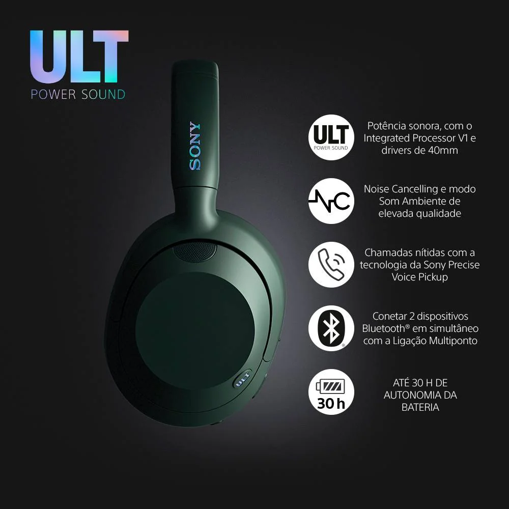 Auscultadores Sony WH-ULT900N ULT Wear Bluetooth Noise Cancelling 30h Multipoint Bass Boost Cinza - Imagem 2