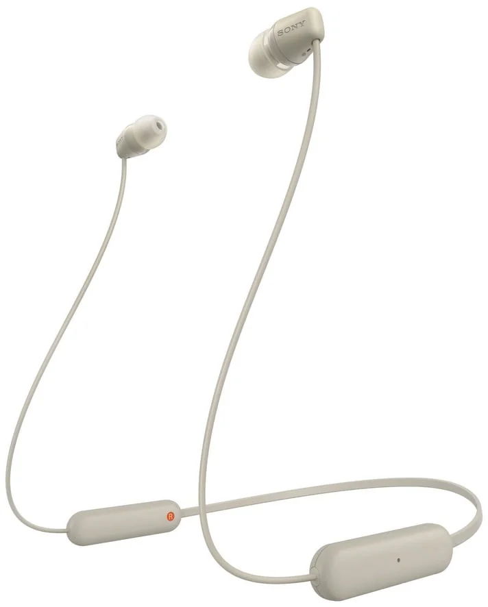 Auriculares In-Ear Sony WI-C100 Bluetooth Cabo Pescoço 25h IPX44 App Headphones Connect Bege