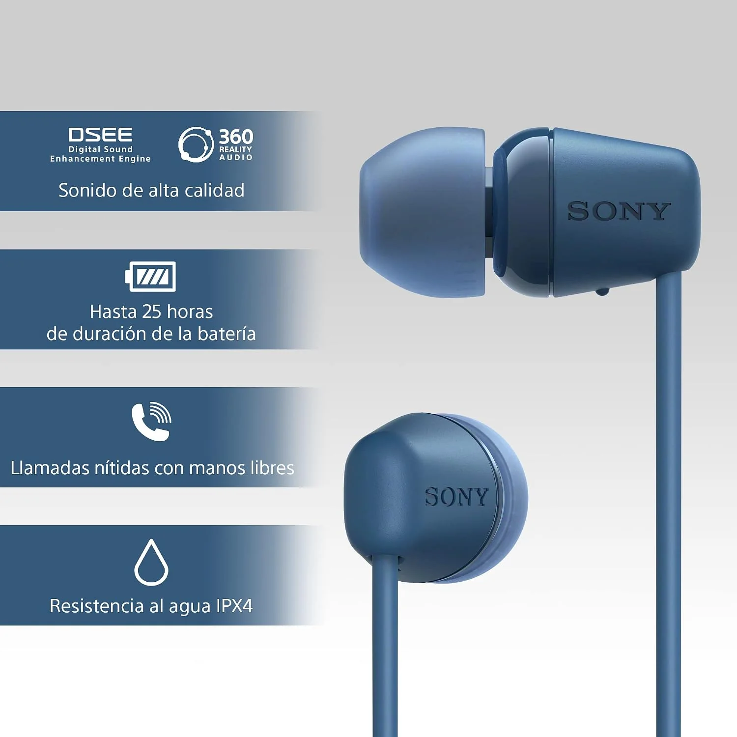 Auriculares Bluetooth Sony WI-C100 In-Ear IPX4 25h Azul - Imagem 4