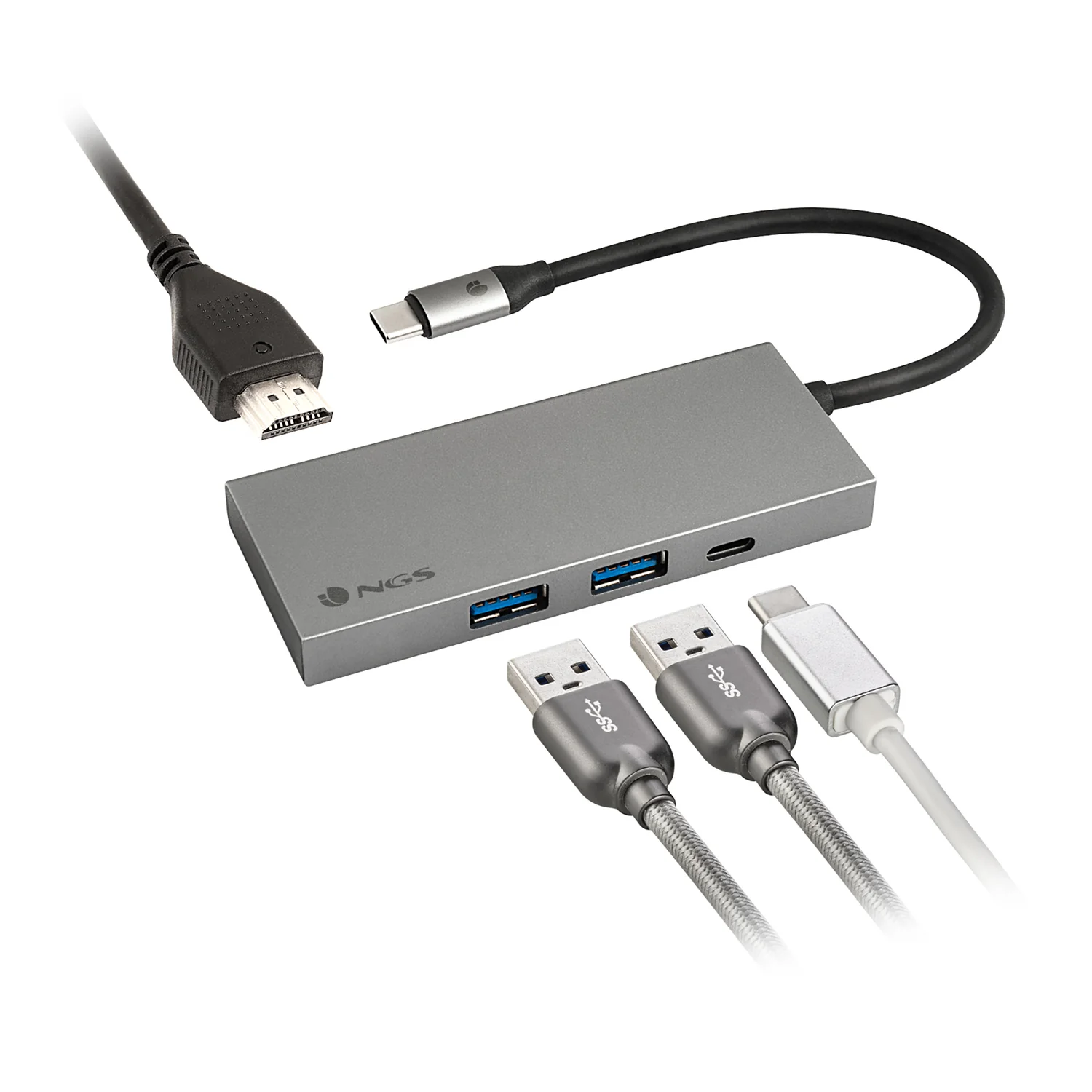 Hub USB-C NGS Wonder Dock 4 Pro 4 em 1 HDMI + 2x USB-A 3.0 + USB-C Aluminio - Imagem 2
