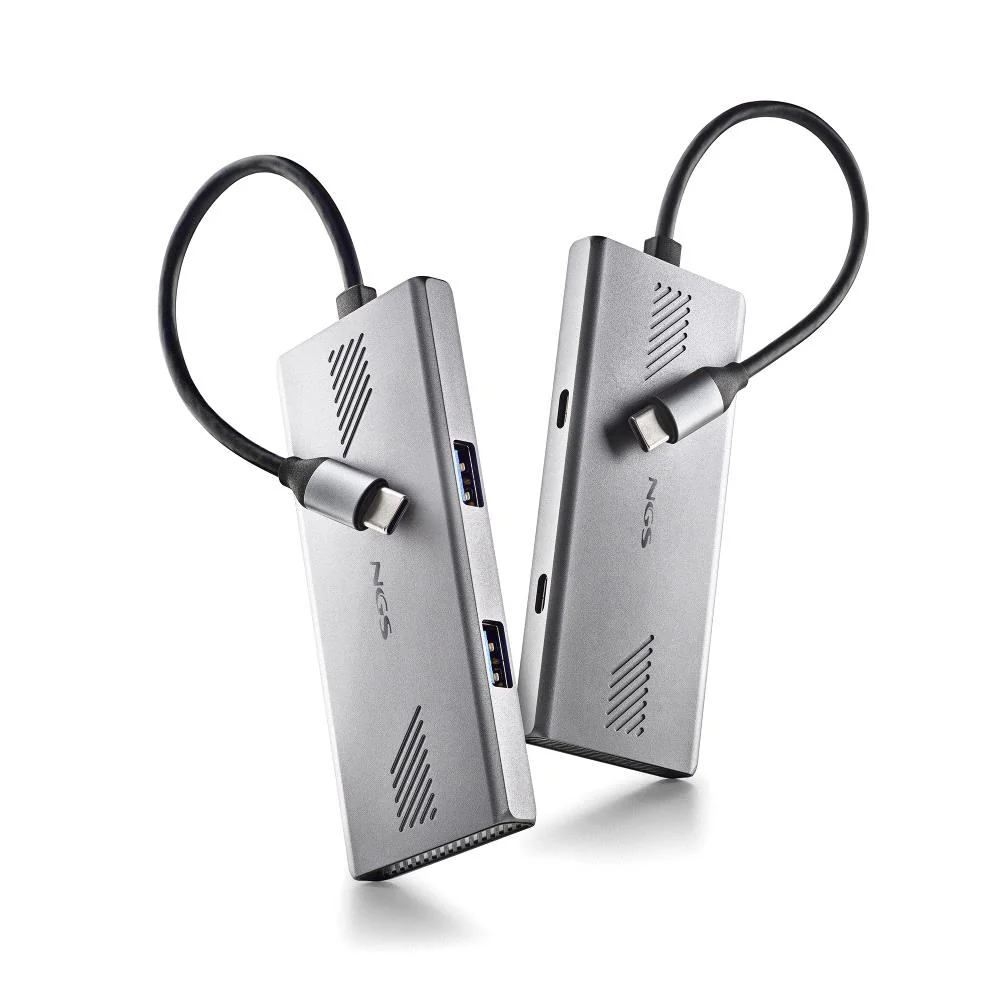 Hub USB-C NGS WonderDuo-C 4 Portas (2x USB-A 3.0 + 2x USB-C) 5Gbps Alumínio Prateado - Imagem 6
